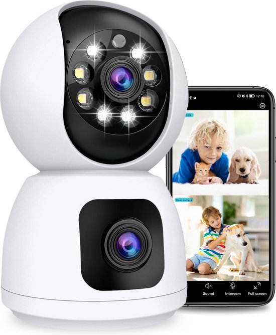 Camux DualVision Beveiligingscamera Binnen - 2MP Full HD Camera met Nachtzicht - Babyfoon - Baby monitor - Huisdiercamera met app - Hondencamera - Petcam