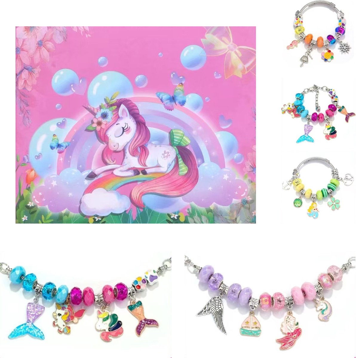 Sieradenset Meisje(128pcs) -DIY sieradendoos -Kettingen armbanden zelf maken - sieraden DIY knutselset voor kinderen - bedelarmbandkit doe-het-zelf kindersieraden, knutselen, kinderspeelgoed(5-12 jaar)-Roze — afbeelding 9