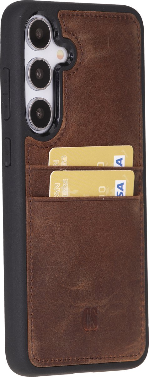 Charmant Style - Telefoonhoesje-Samsung Galaxy S24 Plus Hoesje Met Pasjeshouder-Antic Coffee-Geschikt voor Samsung S24 Plus lederen hoesje-RFID Bescherming- Back Cover hoesje