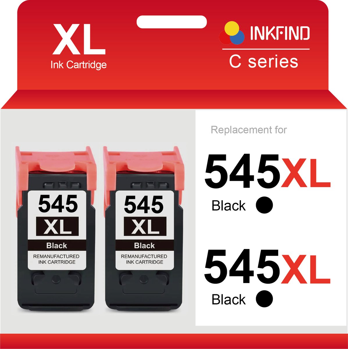 INKFIND 545XL Inktcartridge compatibel met Canon545 Canon 545 Canon PG-545 PG-545XL Hoge Capaciteit / 2-pack Zwart