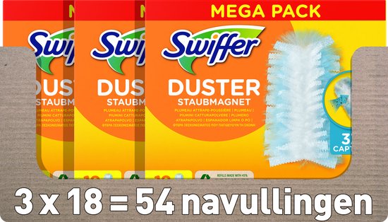 Swiffer Duster - Trap & Lock-navullingen - Voordeelverpakking 3 x 18 stuks - 19.5 cm