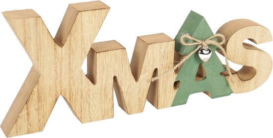 Kerstdecoratie kerstversiering letters Xmas hout 30 cm, doos 24 stuks | bol