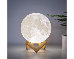 Maanlamp - Maan lamp - Maanlampje - Nachtlamp - 15 cm - 3D geprint - 16 kleuren - Kerst cadeautjes - draadloos - Dimbaar - Met afstandsbediening - Verbeterd model - Grote batterij - Mobstore