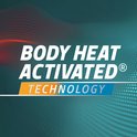 Body Heat Activated Technology op een groene achtergrond.