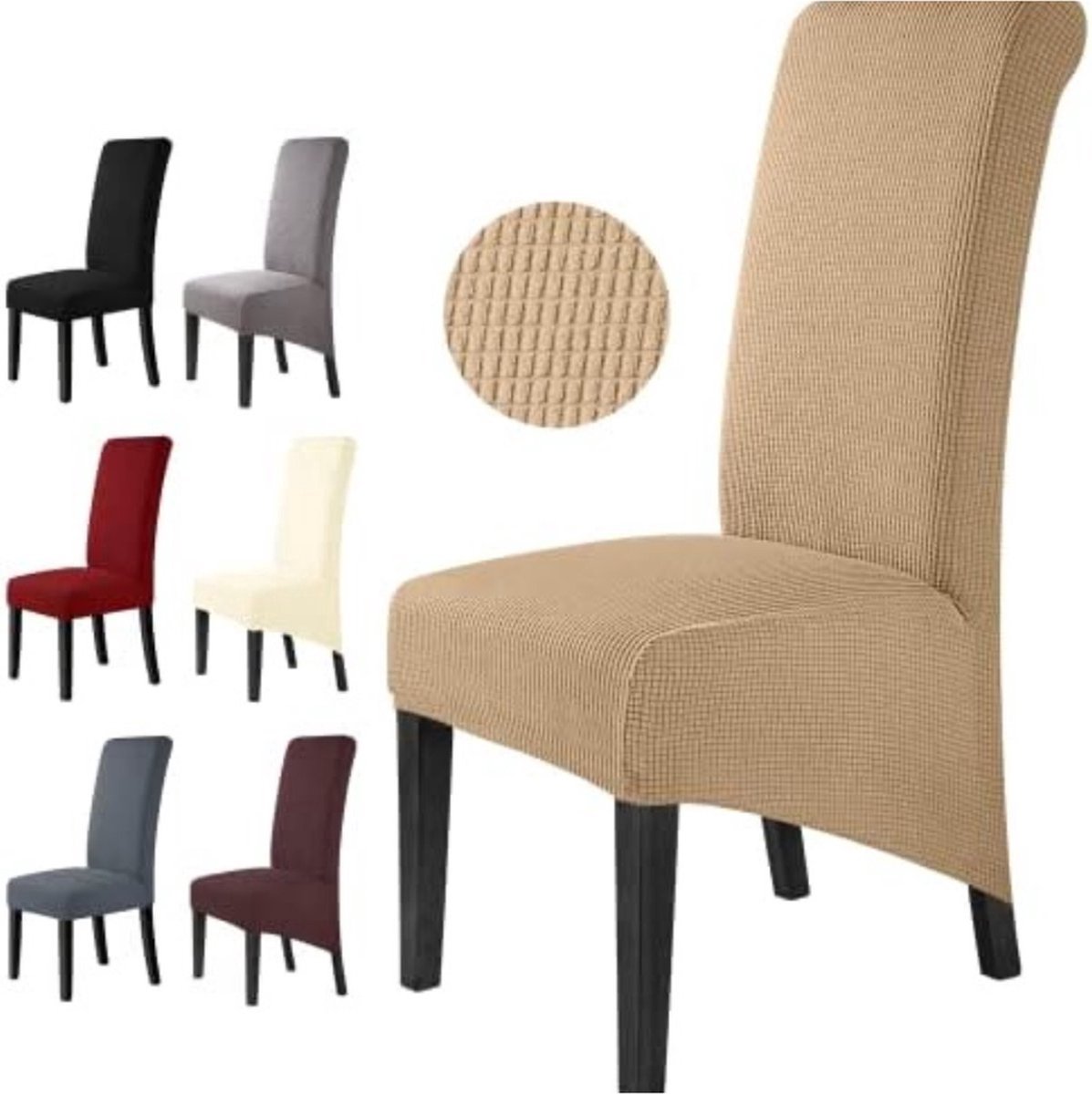 Stoelhoezen 6 stuks - Stoelhoezen eetkamerstoelen - stoelhoezen stretch