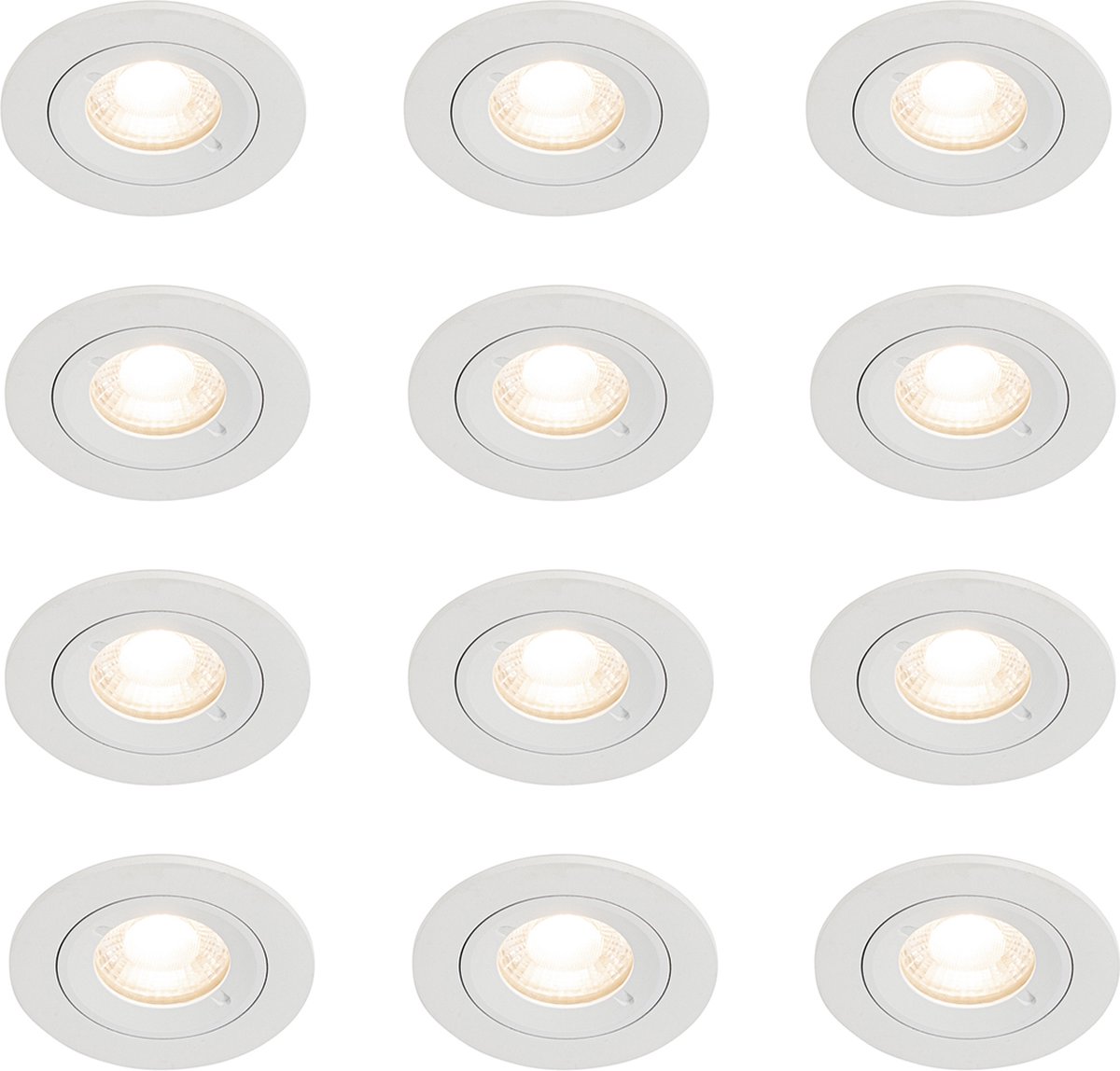 QAZQA xena - Moderne Inbouwspot - 12 stuks - Ø 7.9 cm - Wit - Woonkamer | Slaapkamer | Keuken