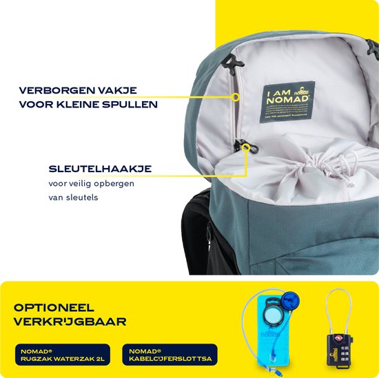 NOMAD® Batura 55 litres Blauw | Sac à dos Premium pour femmes et hommes | Randonnée - Sac à dos de trekking avec Flight Bag / Housse