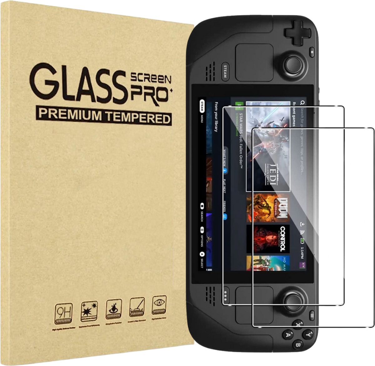 Screenprotector voor Valve Steam Deck - 2 stuks Beschermglas van glas Transparante glazen schermbeschermfolie