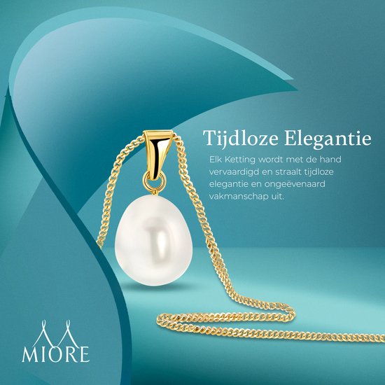Miore - Collier en Or jaune Avec Perle - Femme - Or 14 Carats, Argent (925) - Bijou hypoallergénique - Collier Pendentif Fait Main