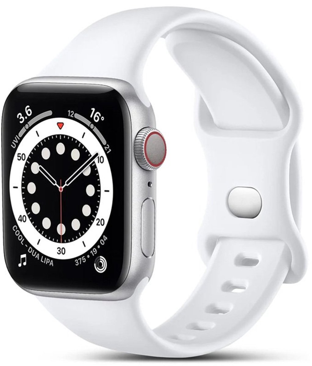 Mobiq - Siliconen Bandje geschikt voor Apple Watch 41 mm - wit