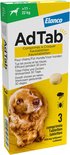 AdTab kauwtabletten voor honden van 11-22 kg met een bruine hond. Verpakking voor 3 tabletten.