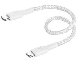 Belkin BOOST↑CHARGE Braided - USB-C naar USB-C Kabel - 0,15 Meter - 60W - Wit