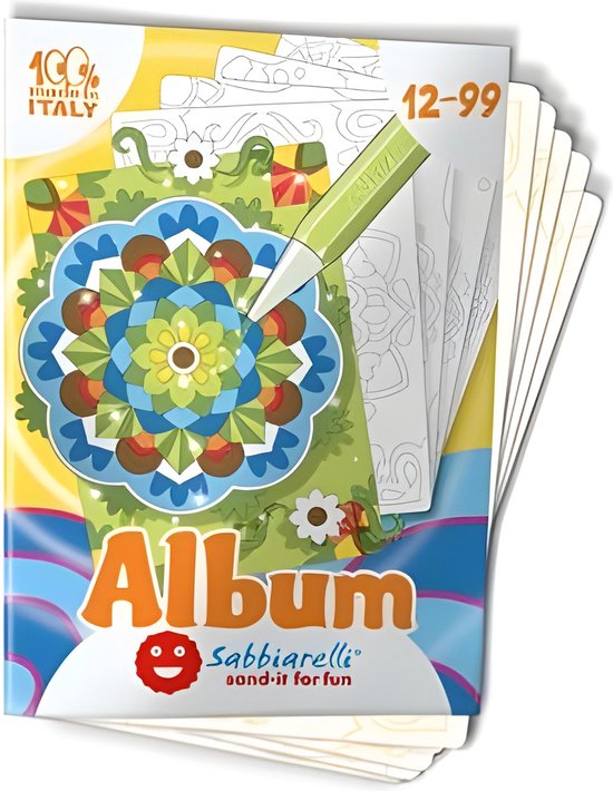 Sabbiarelli Sand-it For Fun - Kit Dinosand, Creatieve Sand Art Set voor Kinderen 5 : 6 Zandpennen met Gekleurd Zand en 5 Zelfklevende A6-Vellen met 10 Dino-Tekeningen - Tastlab, Cadeau-idee