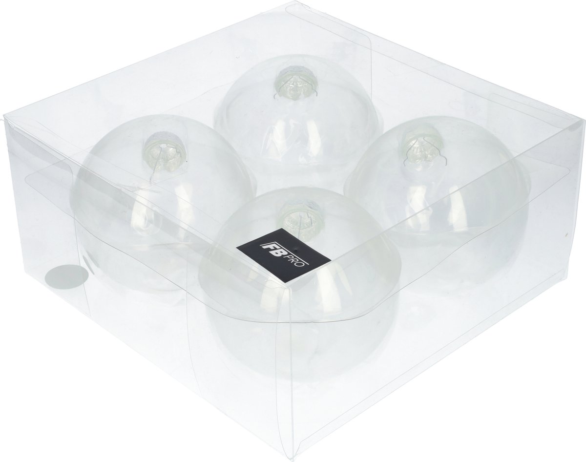 Glazen kerstballen - Set van 4 stuks/100mm - Luxe kerst decoratie - Sfeervolle kerstversiering voor in de kerstboom - Glas - Doorzichtig – foto 3