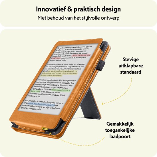 Hoesje Geschikt voor Kobo Clara BW Hoes Leren Case Sleep Cover Leer - Hoes Geschikt voor Kobo Clara BW Hoesje E-reader Leer - Bruin van Hoesje  — afbeelding 5