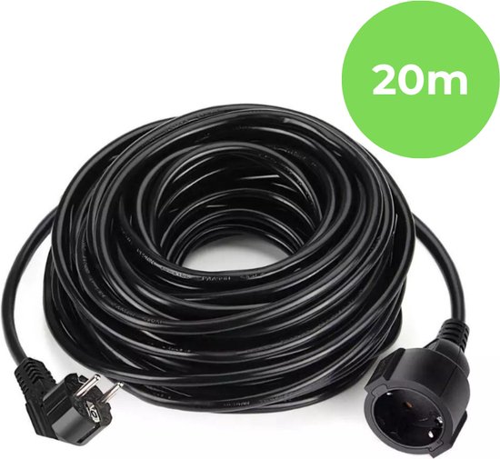 Câble de rallonge | 20 mètres | Noir | Prise Euro
