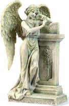 Hodao Hars biddende engel sculptuur beeldje voor geschenken woondecoratie bidden herdenking engel standbeeld, prachtig gesneden en handgeschilderde karakters (met hoor