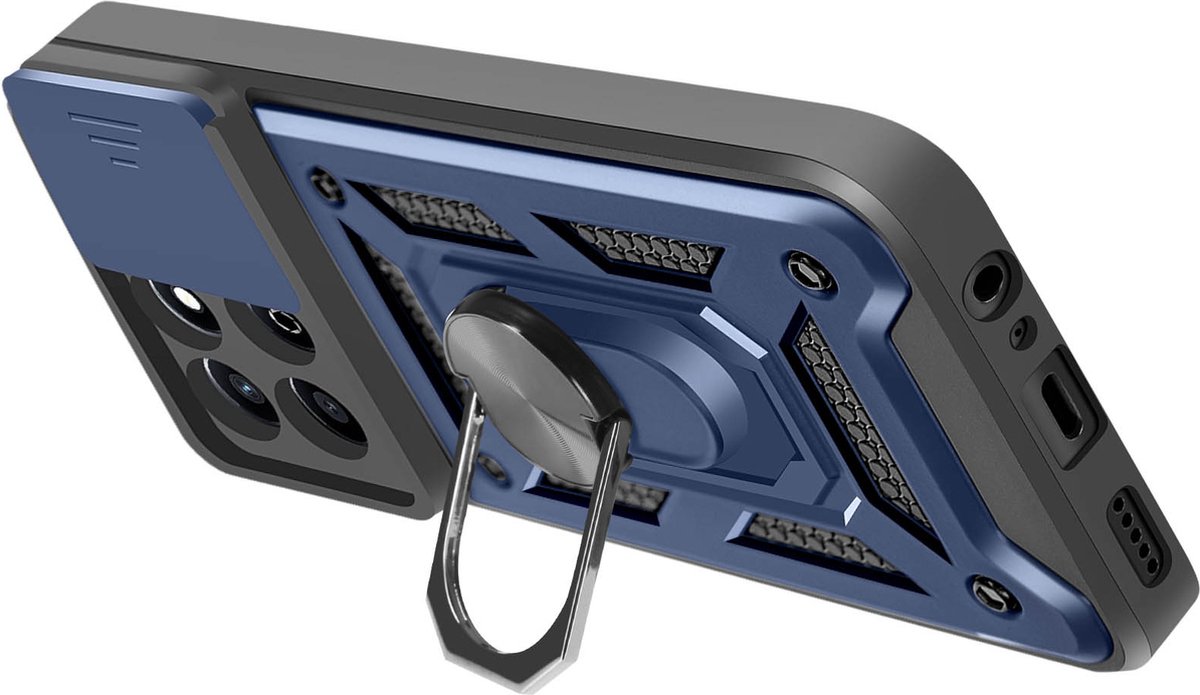 Mayaxess, Geval voor Honor 200 Smart Ring ondersteuning glijden Camera Cover, Nachtblauw