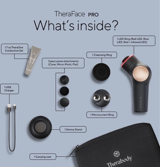 Therabody TheraFace PRO - Gezichtsmassage - Multifunctionele Therapie - Massage Apparaat met LED Lichttherapie