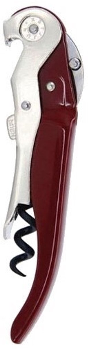 Pulltex Pullparrot RVS Kurkentrekker Bordeaux Rood - ClickCut systeem - Verwijder Moeiteloos de Kurk - Eenvoudig inklapbaar - Kurken Trekker - Zonder Kurk Beschadiging door Uittrekbare Dubbele Hefboom - Wijnopenener - Flessenopener