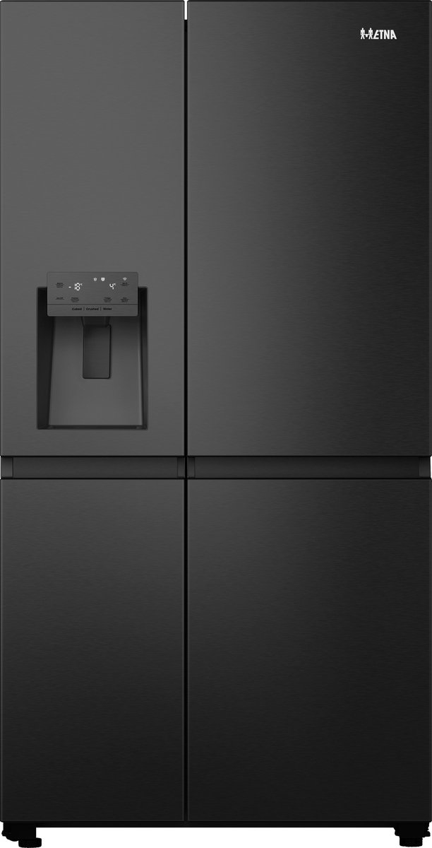 Etna AKV879IZWA vrijstaande side-by-side koelkast blacksteel zuinig energieklasse D | .