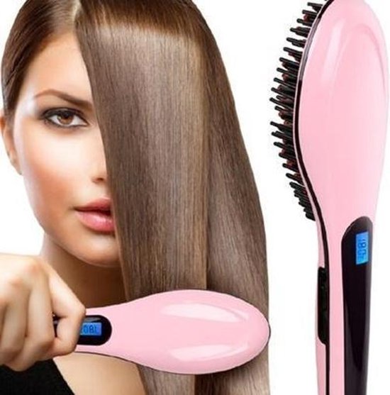 canvas Kleverig rundvlees Stijlborstel - Elektrische Haarborstel - Stijltang Hairbrush - Roze -  PO-3331 | bol.com