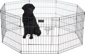 Brixy Puppyren - Hondenren - 8 Panelen - 60 x 76 CM - 480 CM Omtrek - Opvouwbaar - Met Deur - Konijnenren - Zwart