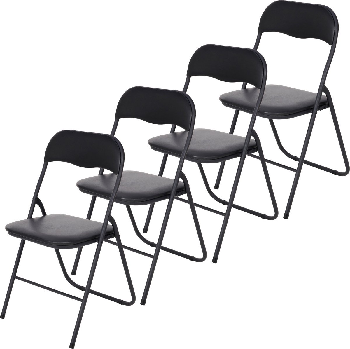 Infinity Goods Set van 4 Klapstoelen - Vouwstoelen - PVC - Eettafelstoelen - Opklapbare Stoelen - 43 x 47 x 80 CM - Stoelen - Zwart