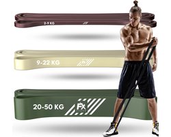 FX FFEXS Fitness Weerstandsbanden Set van 3 - Resistance Band Heavy/Medium/Light - Fitness Elastiek - Sport Elastiek Banden - Fitness Band - Pull Up Band - Extra Sterk - Inclusief 2 Jaar Garantie