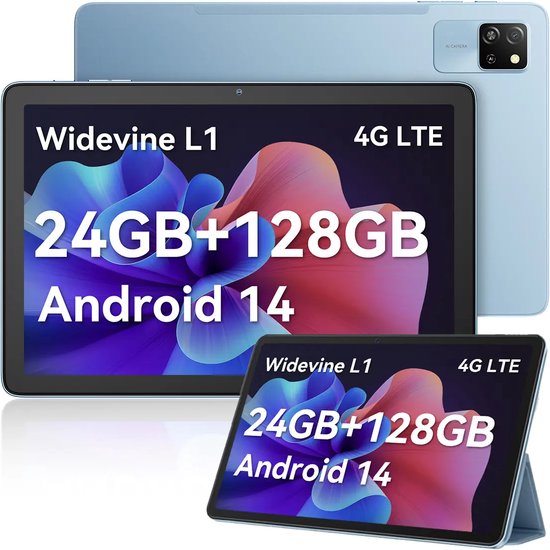 Blackview Tab 60 Pro Tablet 10.1 inch 4G DUAL SIM+WiFi 24(8+16)GB+128GB Octa-core Widevine L1 PC-modus Blauw