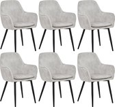 Colenis® - Levan eetkamerstoel - Set Van 6 - Ecru - Adoré Velvet - Industrieel - Met armleuning