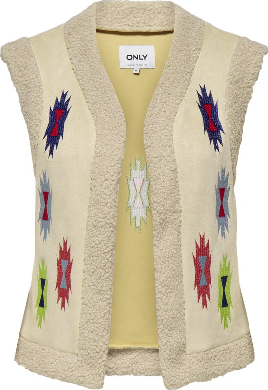 Only Gilet Onlfrida Aztec Emb. Waistcoat Cs Ot 15319130 Pumice Stone/multi Colors Emb Dames Maat - L