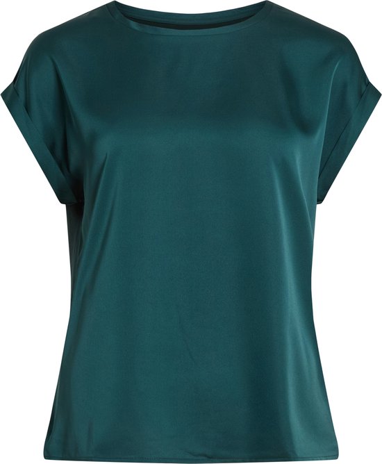 Vila VIELLETTE SS SATIN TOP - Ponderosa Pine Vert Foncé