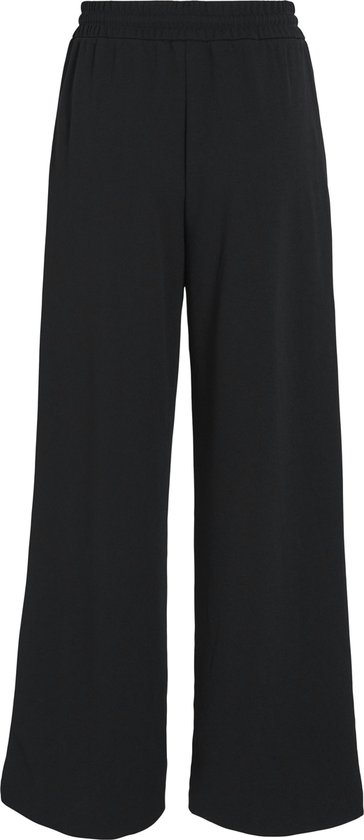 Zwarte, wijde culotte met elastische tailleband.
