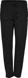 Zwarte chino broek met ceintuur met tunnelkoord, plooien en steekzakken, van voren gezien.