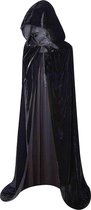 Zwarte cape extra lang (XXL) - velours mantel zwart - carnavalskleding - carnaval - Halloween cape met capuchon - carnaval cape - Harry potter kleding