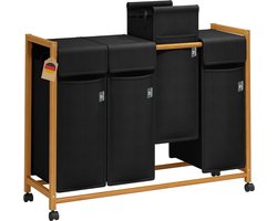 MKSS® Wassorteerder 4 Vakken - Wasmand - 200L - Zwart