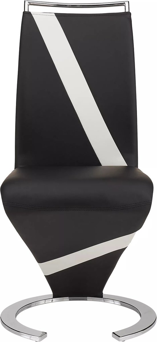 Vente-unique Set van 2 stoelen van kunstleer TWIZY - zwart met witte strepen
