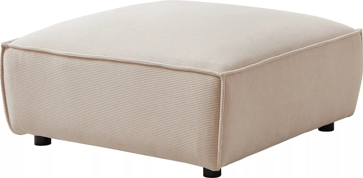 Vente-unique Poef van beige ribfluweel - van Pascal Morabito - BORORE