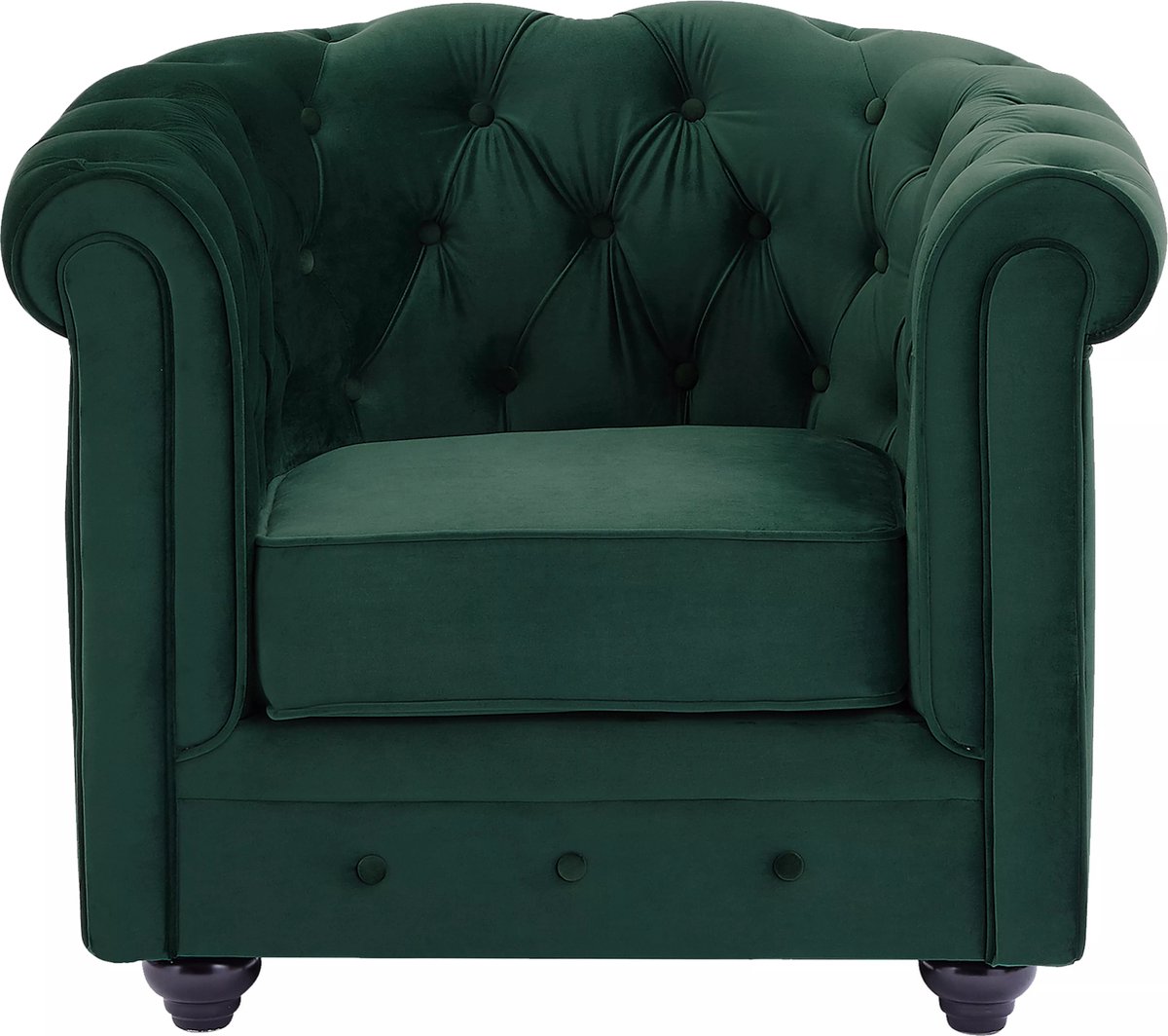 Vente-unique Fauteuil van groen velours CHESTERFIELD.