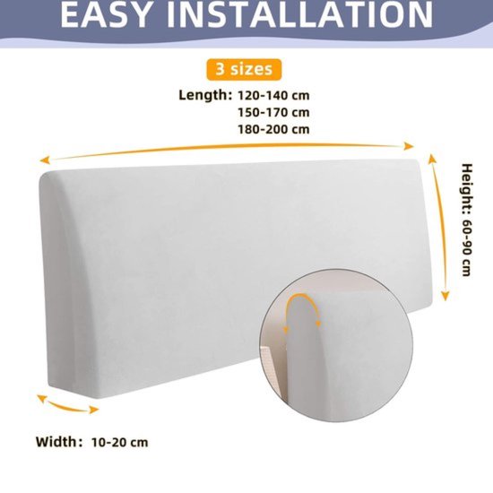 Housse de tête de lit extensible, protection contre la poussière, 180 cm - 200 cm