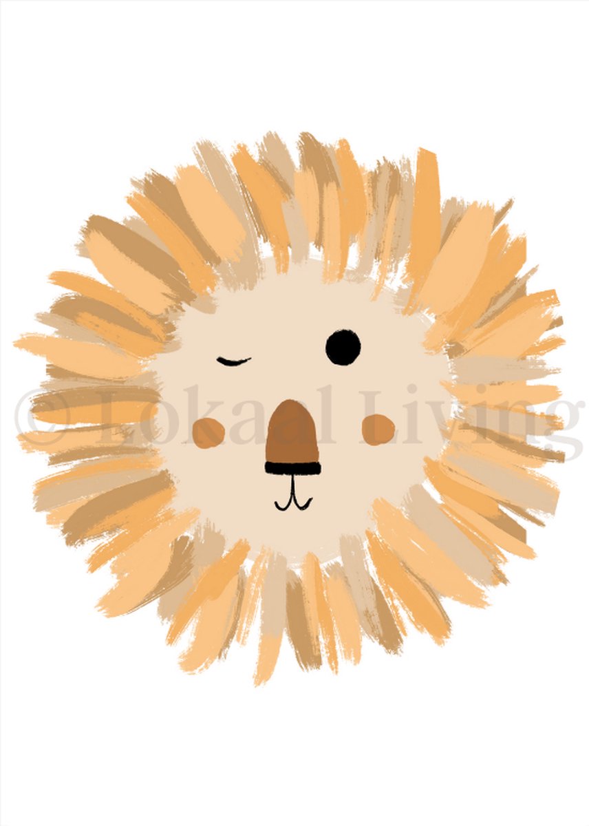 Lokaal Living - a4 poster leeuw illustratie - kinder kamer - babykamer