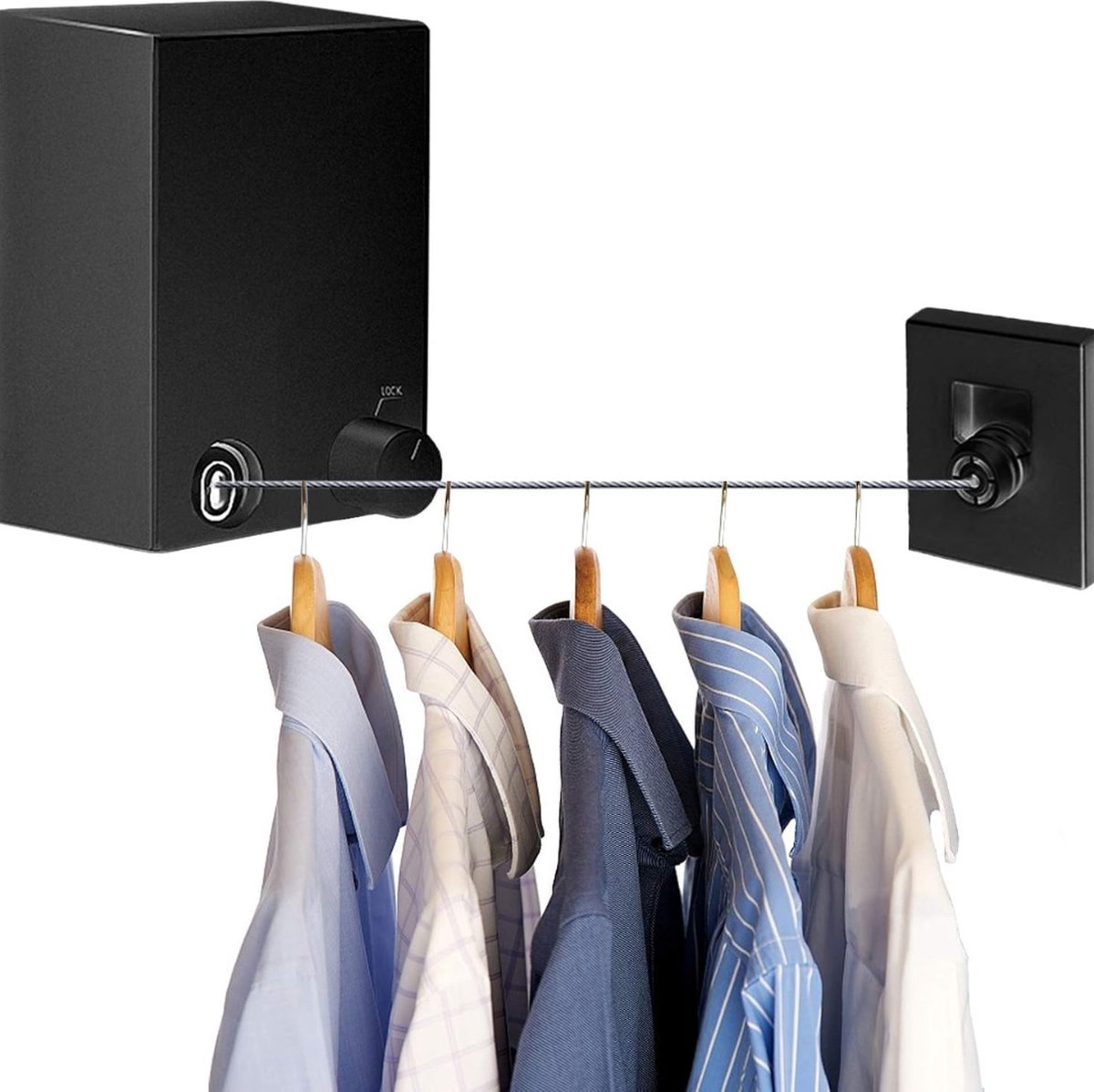 Goedkoopste White-Label® Waslijn Uittrekbaar - Wanddroogrek - Wasdraad - Zwart