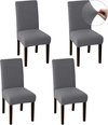 Stoelhoezen - 4 Stuks - Eetkamer Stoelhoes - Zetelhoes - Stoelhoezen Voor Eetkamerstoelen - Stoelbeschermers - Stoelhoezen Stretch - Chair Cover - Waterafstotende - Kantoor En Thuisgebruik - Hoes - Bescherm Stijlvol Je Stoelen - Lichtgrijs