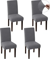 Stoelhoezen - 4 Stuks - Eetkamer Stoelhoes - Zetelhoes - Stoelhoezen Voor Eetkamerstoelen - Stoelbeschermers - Stoelhoezen Stretch - Chair Cover - Waterafstotende - Kantoor En Thuisgebruik - Hoes - Bescherm Stijlvol Je Stoelen - Lichtgrijs