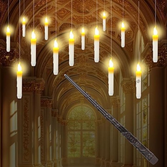 Zwevende led-kaarsen, zwevende kaarsen flikkeren, vlamloze led