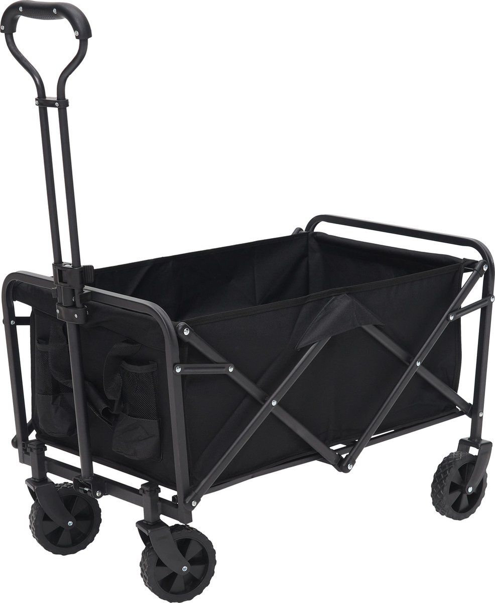 Infinity Goods Bolderkar - Opvouwbaar - 100KG Draagkracht - Draaibare Wielen - 90 x 50 x 75 CM - Verstelbaar - Zwart