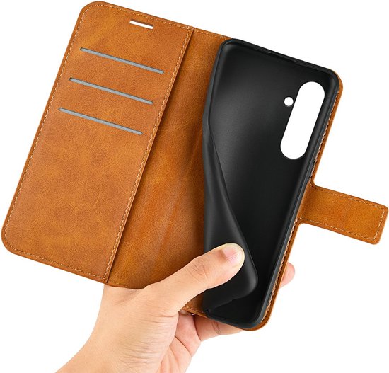 Coverup Deluxe Book Case - Convient pour Samsung Galaxy A05s Case - Marron