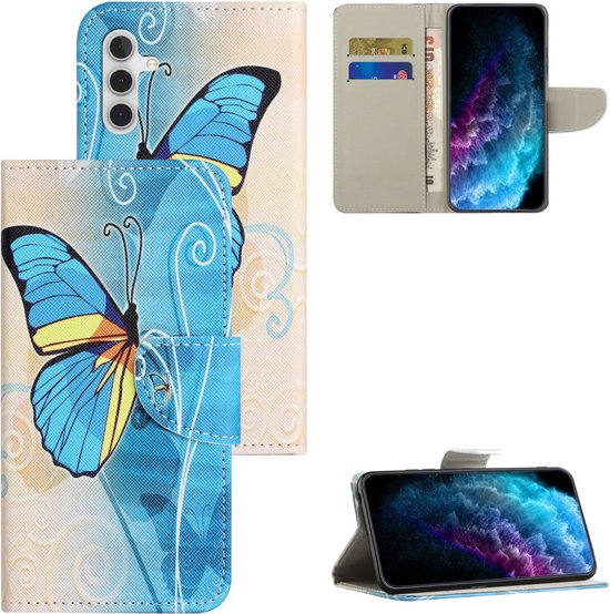 Coque Samsung Galaxy A25 - Coverup Book Case - Convient pour Samsung - Papillon Bleu