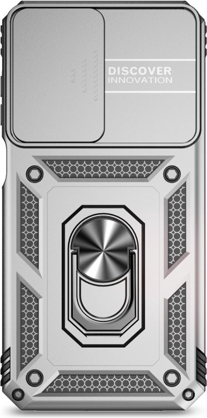 Coverup Ring Kickstand Couverture arrière avec Shield d'appareil photo adapté à la coque Samsung Galaxy A35 - Grijs